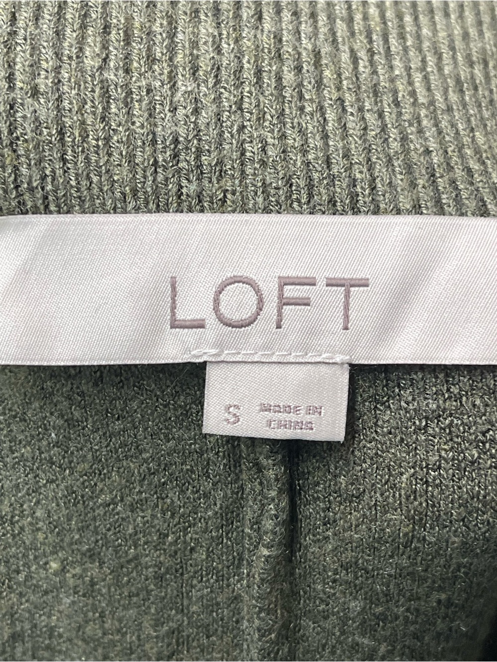 LOFT Olive Green Knit Wide Leg Cropped Pants - Picture 3 of 5